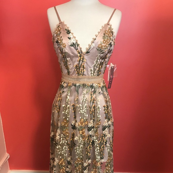 SOLD ⚡️⚡️⚡️AQUA NWT floral plunge embroidered gown - Picture 3 of 8